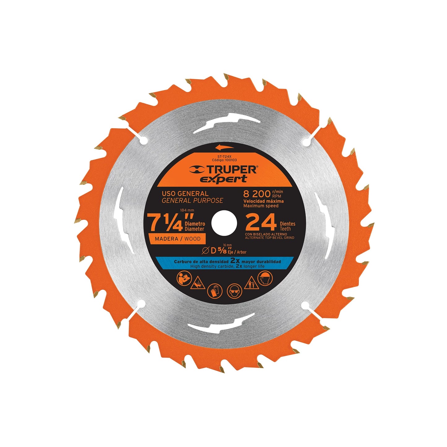 Disco sierra 7-1/4' p/madera, 24 dientes centro 5/8', EXPERT, Expert, SKU 100103