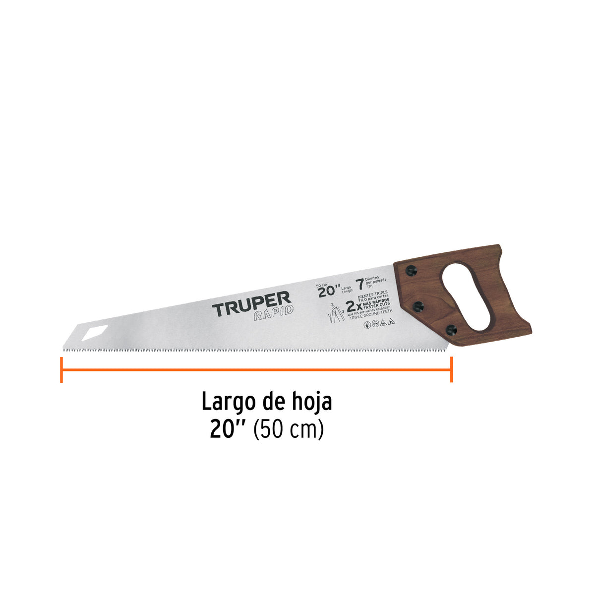 Serrucho Rapid 20', 7 DPP, mango de madera, TRUPER, Truper, SKU 102951 — vista 4