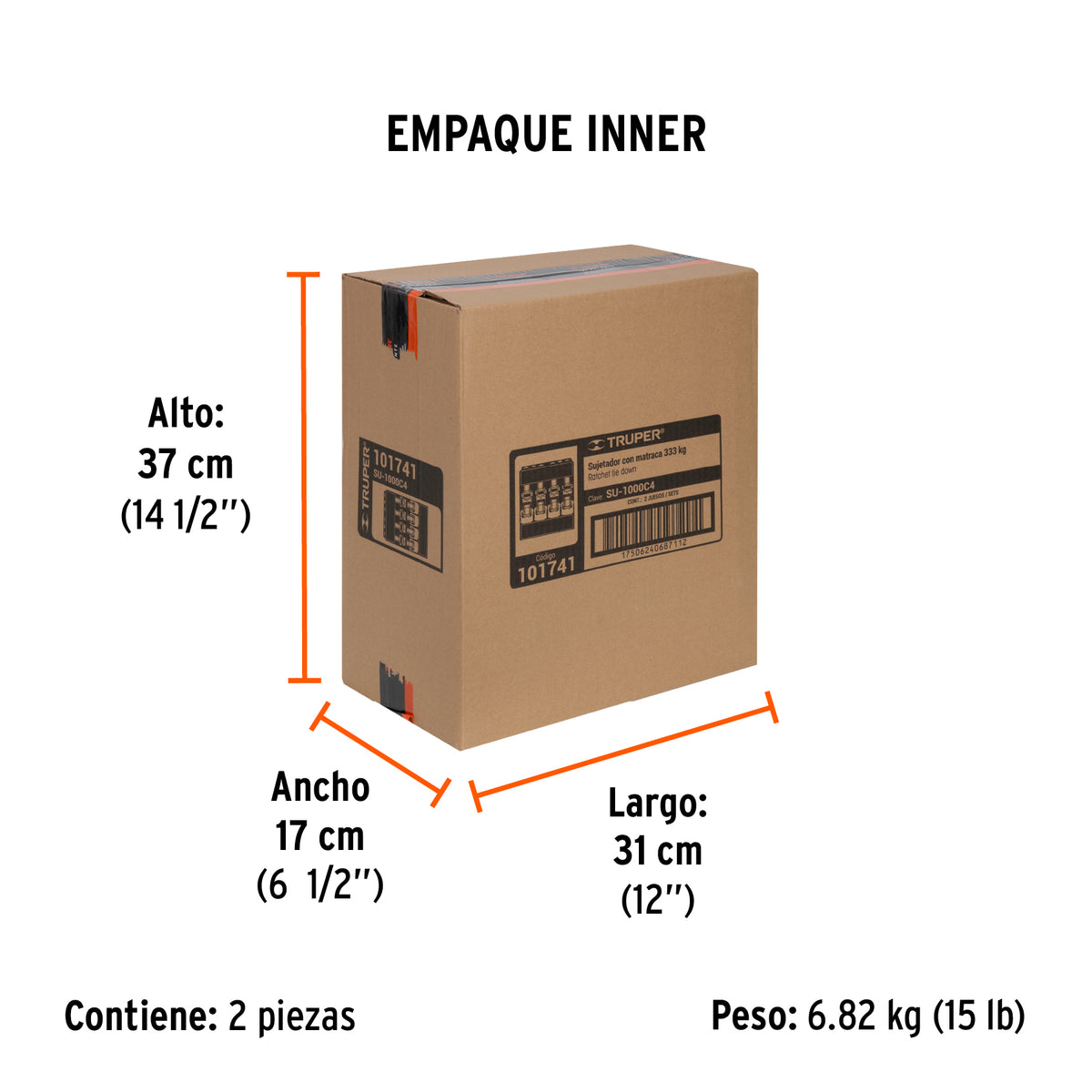 Juego de 4 sujetadores con matraca carga máxima 1000 kg, Truper, SKU 101741 — vista 6