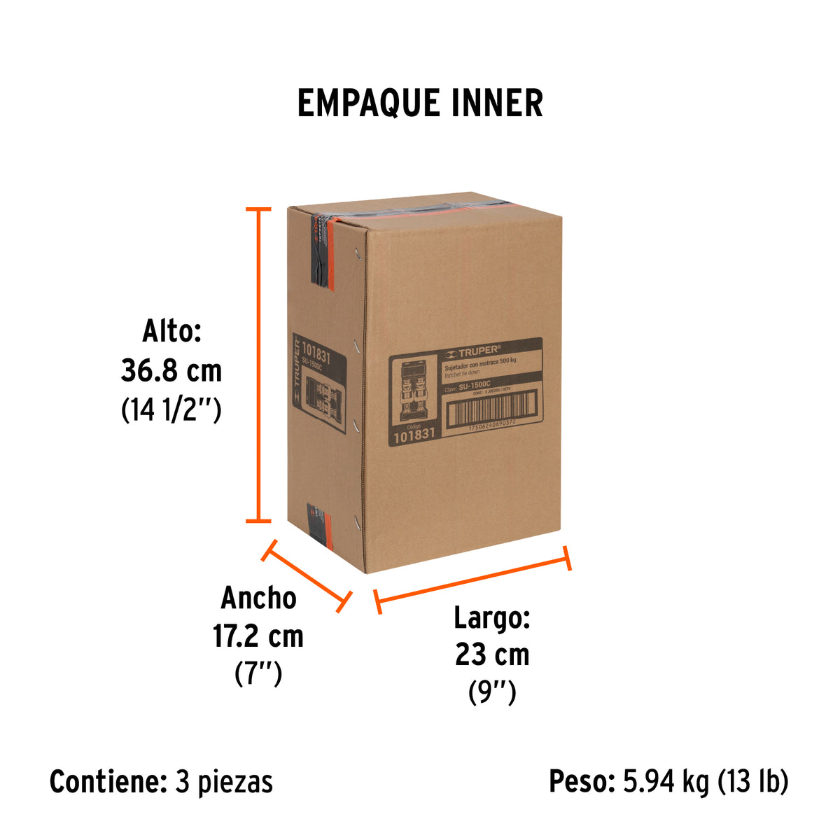 Juego de 2 sujetadores con matraca carga máxima 1500 kg, Truper, SKU 101831 — vista 6