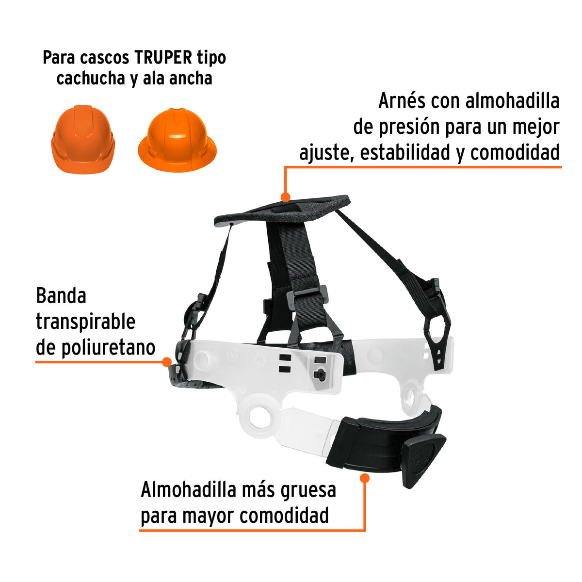 Suspensión para cascos, ajuste por matraca, TRUPER, Truper, SKU 100145 — vista 3