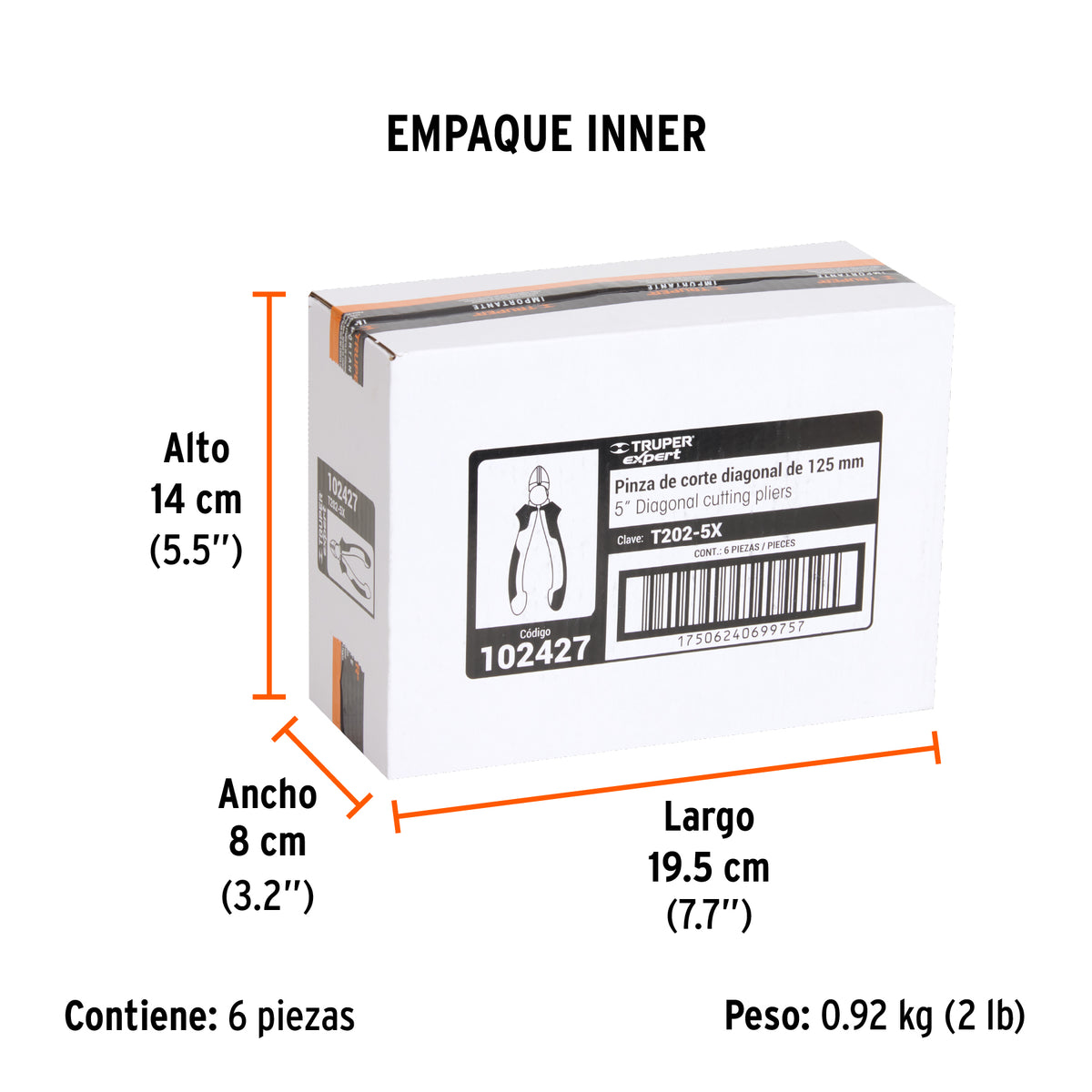 Pinza corte diagonal 5' alta palanca, Comfort Grip, EXPERT, Expert, SKU 102427 — vista 6