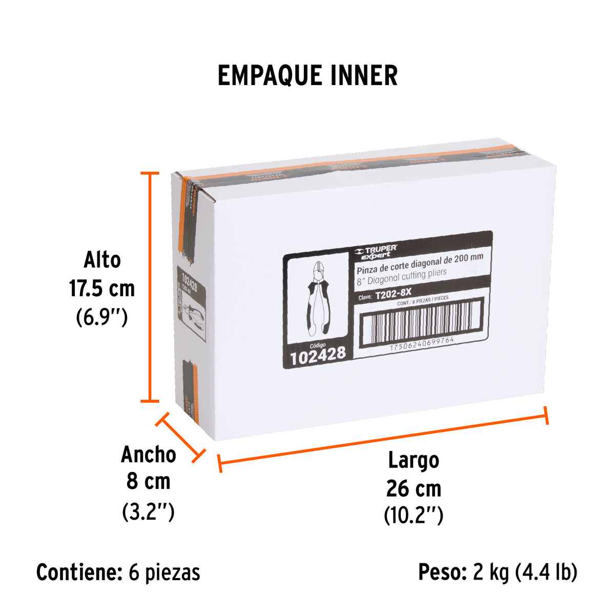 Pinza corte diagonal 8' alta palanca, Comfort Grip, EXPERT, Expert, SKU 102428 — vista 6