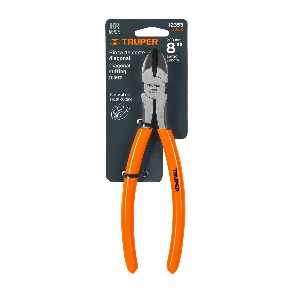 Pinza de corte diagonal 8' mango de PVC, TRUPER — foto oficial 2