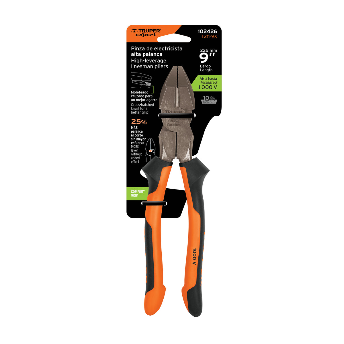 Pinza para electricista 9' alta palanca mango Comfort Grip, Expert, SKU 102426 — vista 2