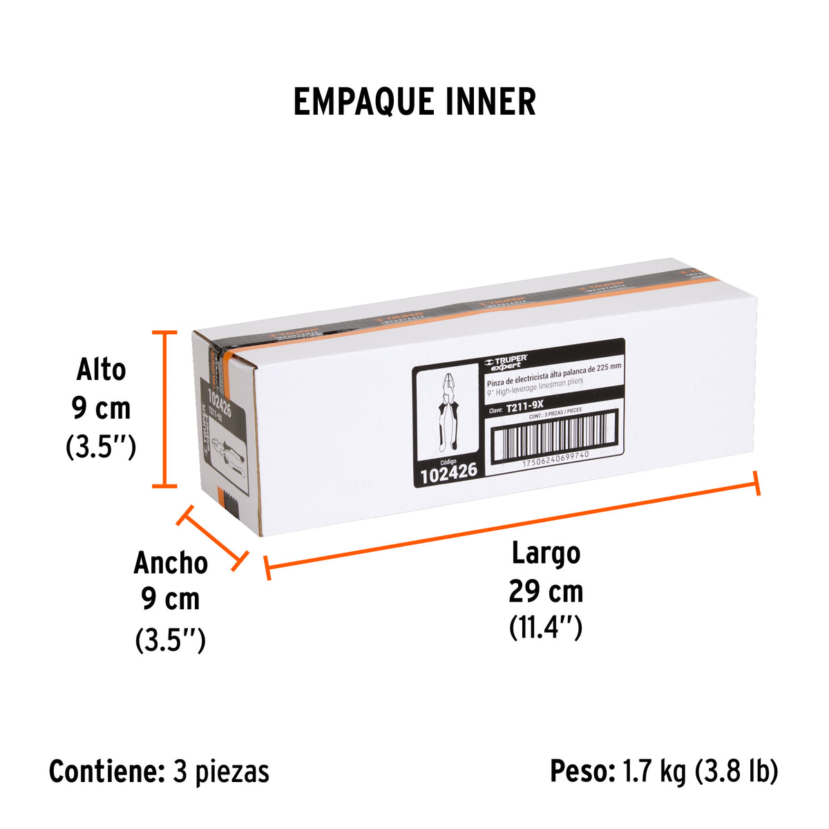 Pinza para electricista 9' alta palanca mango Comfort Grip, Expert, SKU 102426 — vista 6