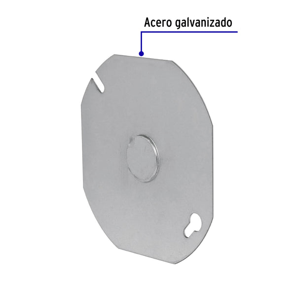 TAPA DE ACERO PARA CAJA OCTAGONAL 4X4  TACH-4X4O