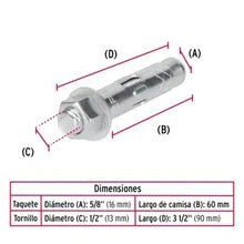 TAQUETE EXPANSOR CON TORNILLO 1/2 FIERO 47356 TAE-1/2TG