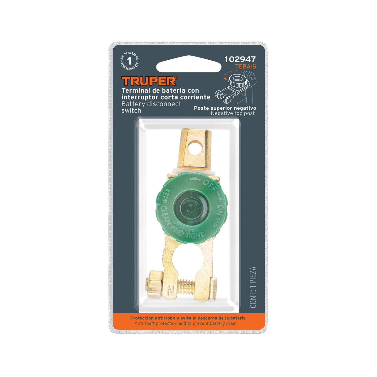 Terminal p/batería con interruptor switch, TRUPER, Truper, SKU 102947 — vista 2