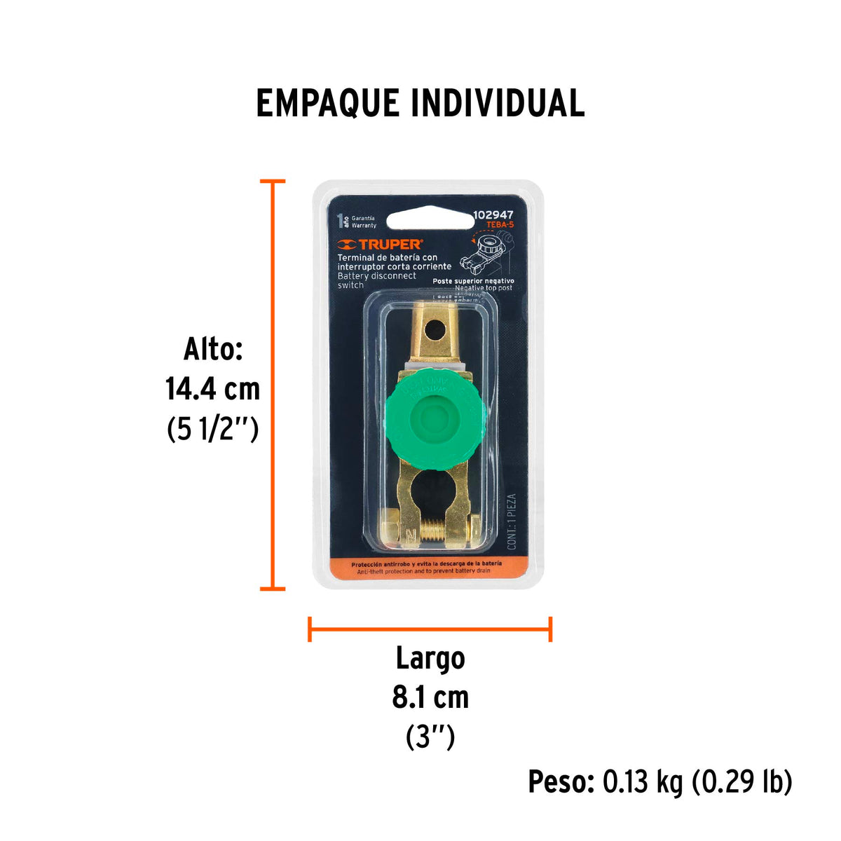 Terminal p/batería con interruptor switch, TRUPER, Truper, SKU 102947 — vista 5