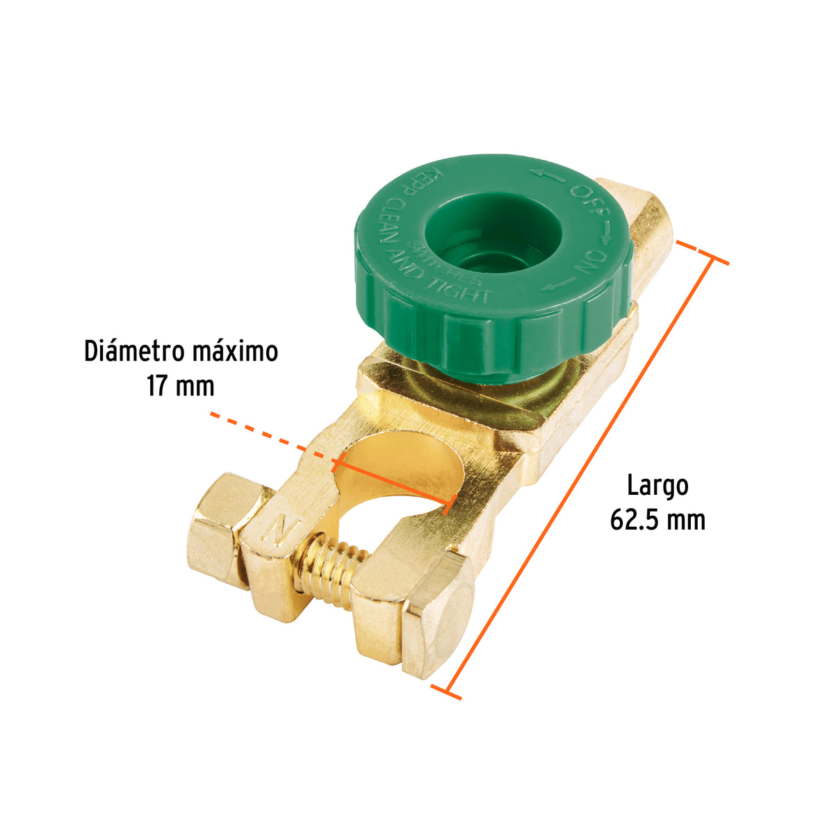 Terminal p/batería con interruptor switch, TRUPER, Truper, SKU 102947 — vista 3