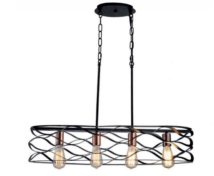 Candil Colgante Suspendido BIZANTI de 4 Focos Negro/Cobre TH1710/4N