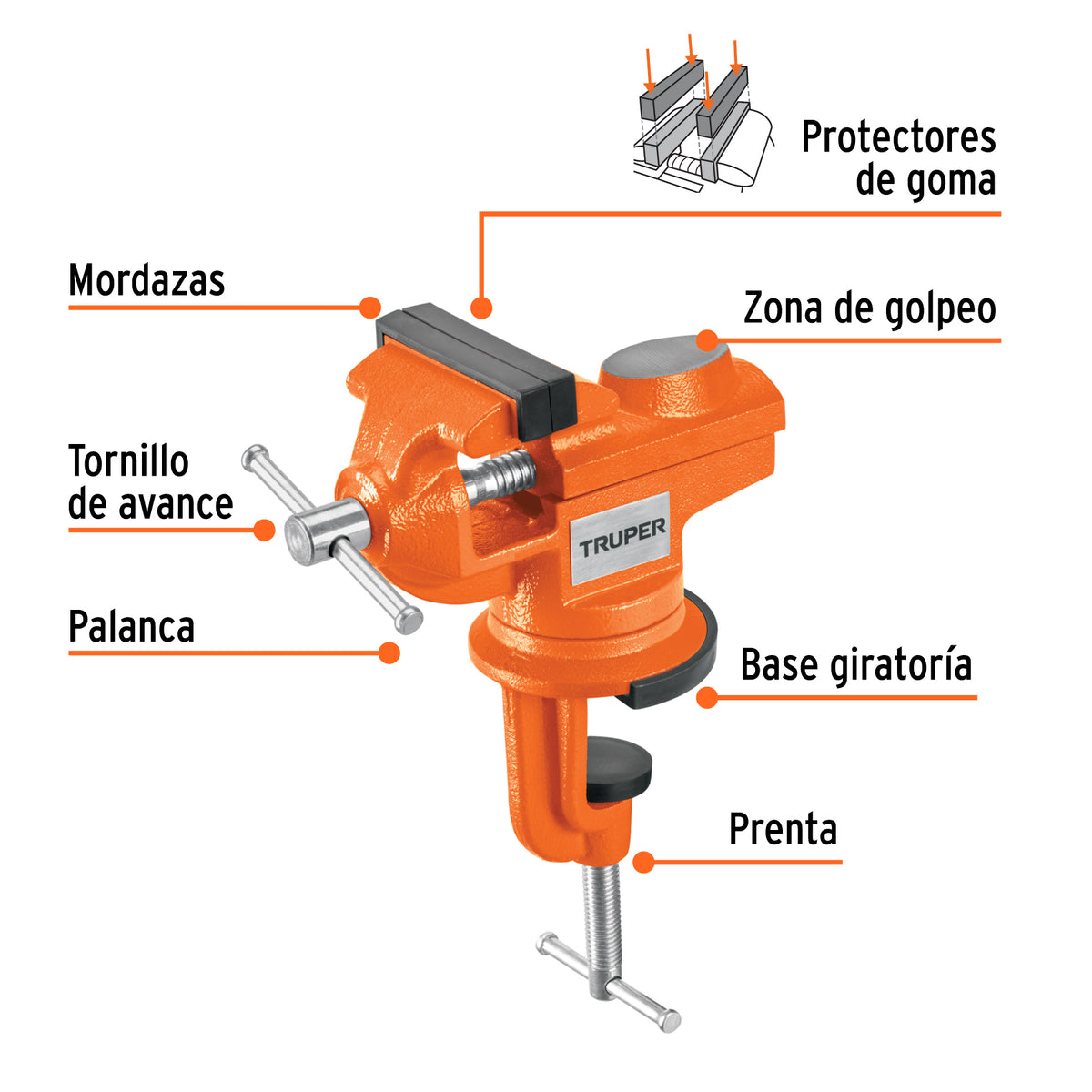 Tornillo de banco 2.5' para joyero, TRUPER, Truper, SKU 103319 — vista 3