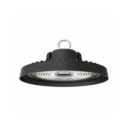 LÁMPARA INDUSTRIAL HIGHBAY LED UFO 200W 28,000LM POTENCIA AJUSTABLE 100W A 150W 65K LUZ FRÍA SUPRESOR DE PICOS DE 6KVA TISHMAN TLHB10152065