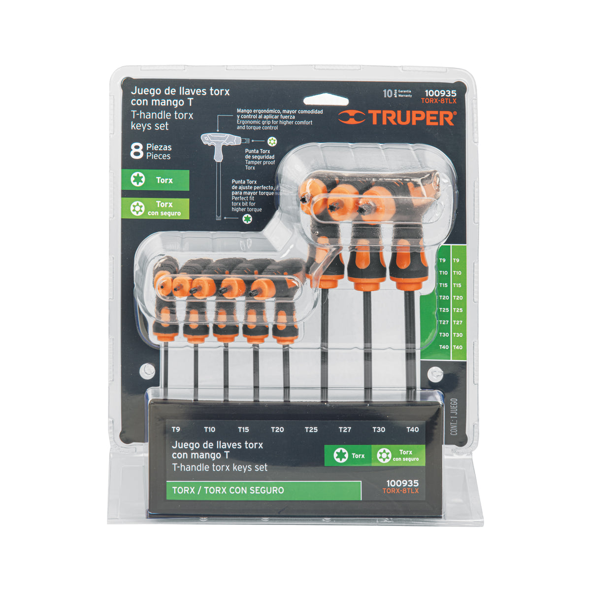 Juego de 8 llaves torx extralargas con mango T, TRUPER — foto oficial 2