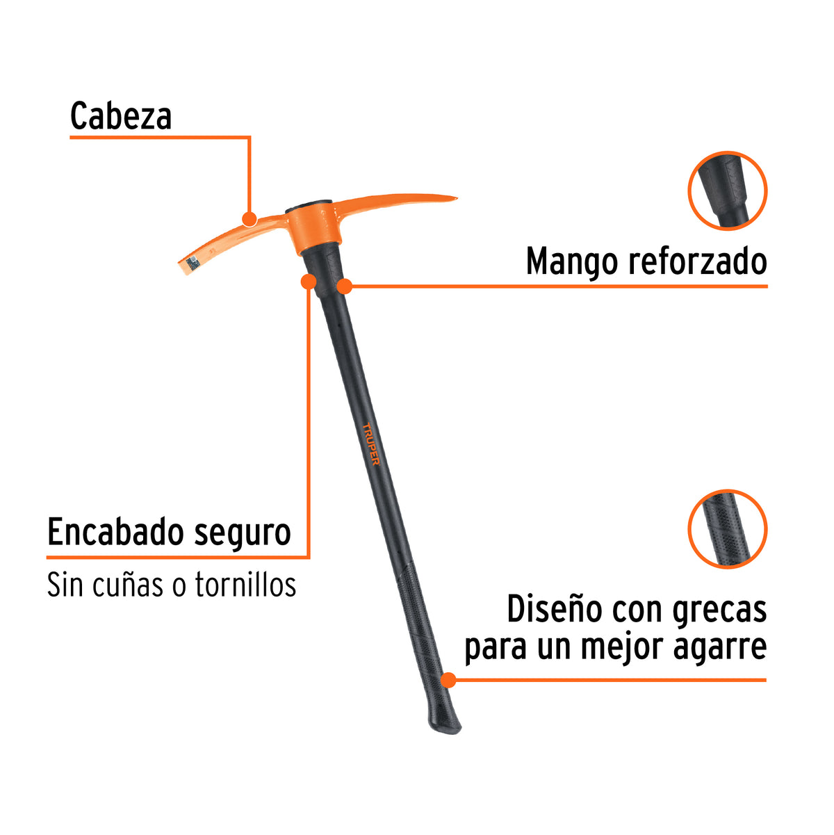 Talacho-pico 4 lb, mango fibra de vidrio 36', TRUPER, Truper, SKU 102453 — vista 3