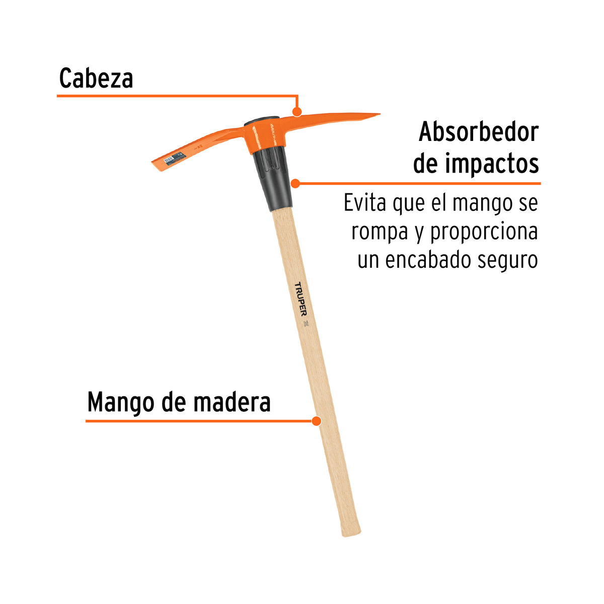 Talacho-pico 5 lb, mango de madera 36', TRUPER, Truper, SKU 102966 — vista 3