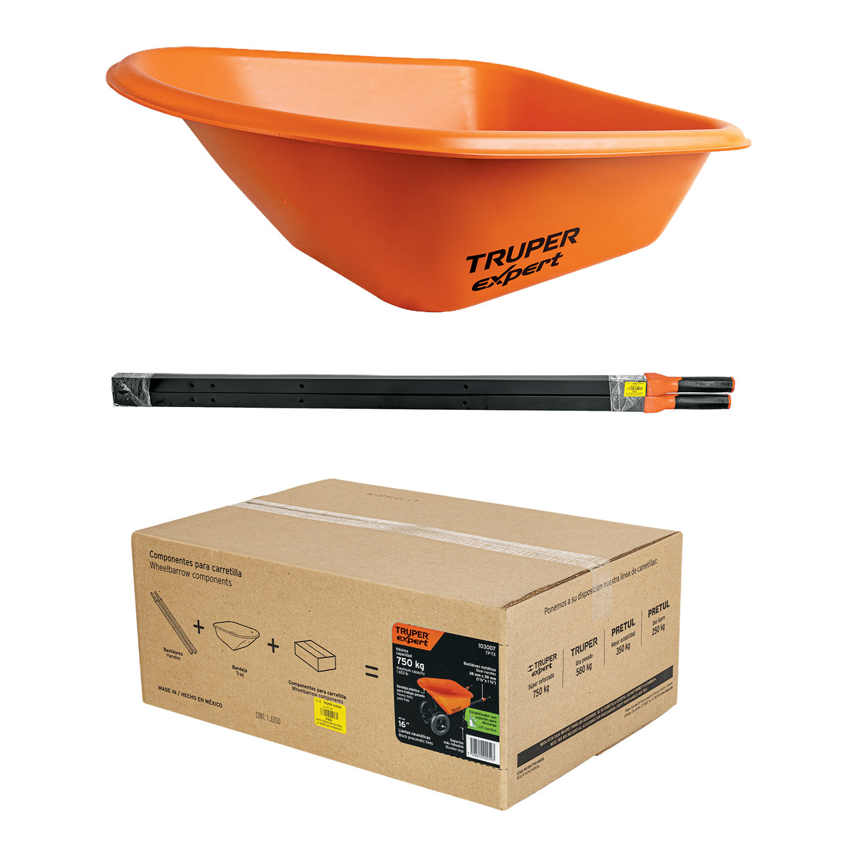 Carretilla 7ft3 EXPERT plástica, 2 llantas,bastidor metálico, Expert, SKU 103007 — vista 2