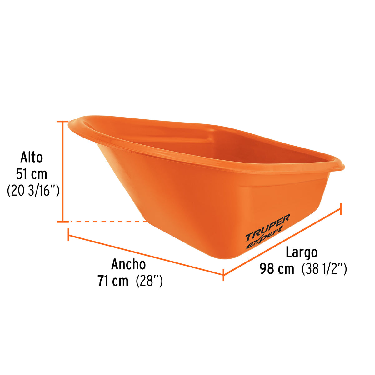 Carretilla 7ft3 EXPERT plástica, 2 llantas,bastidor metálico, Expert, SKU 103007 — vista 4