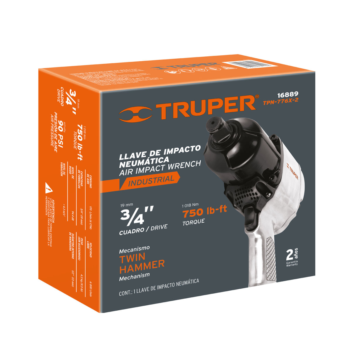 Llave (pistola) de impacto neumática 3/4' ind TRUPER — foto oficial 2
