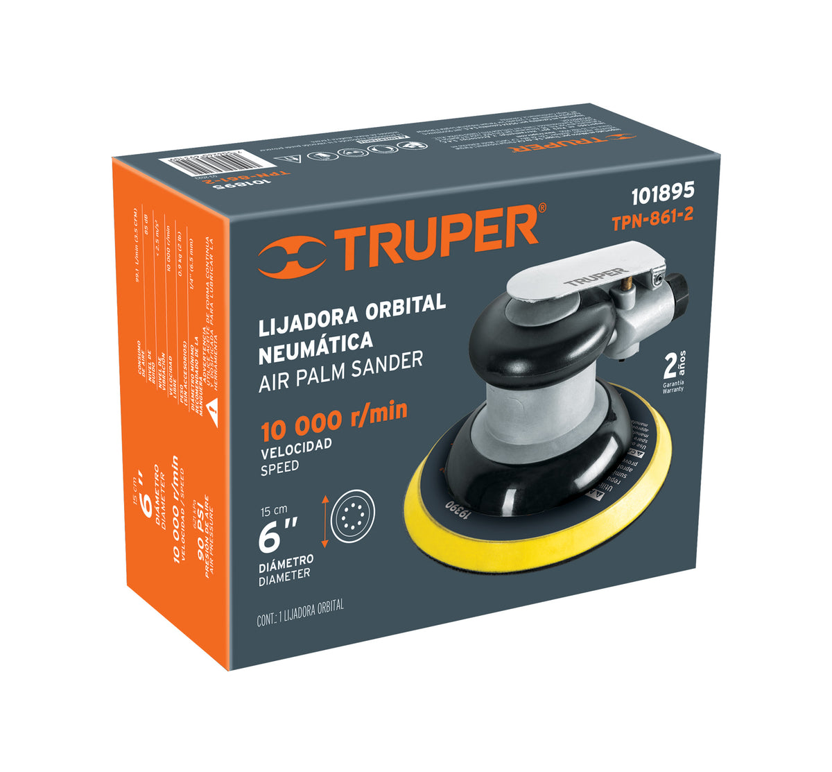 Lijadora orbital neumática industrial 6', TRUPER, Truper, SKU 101895 — vista 2