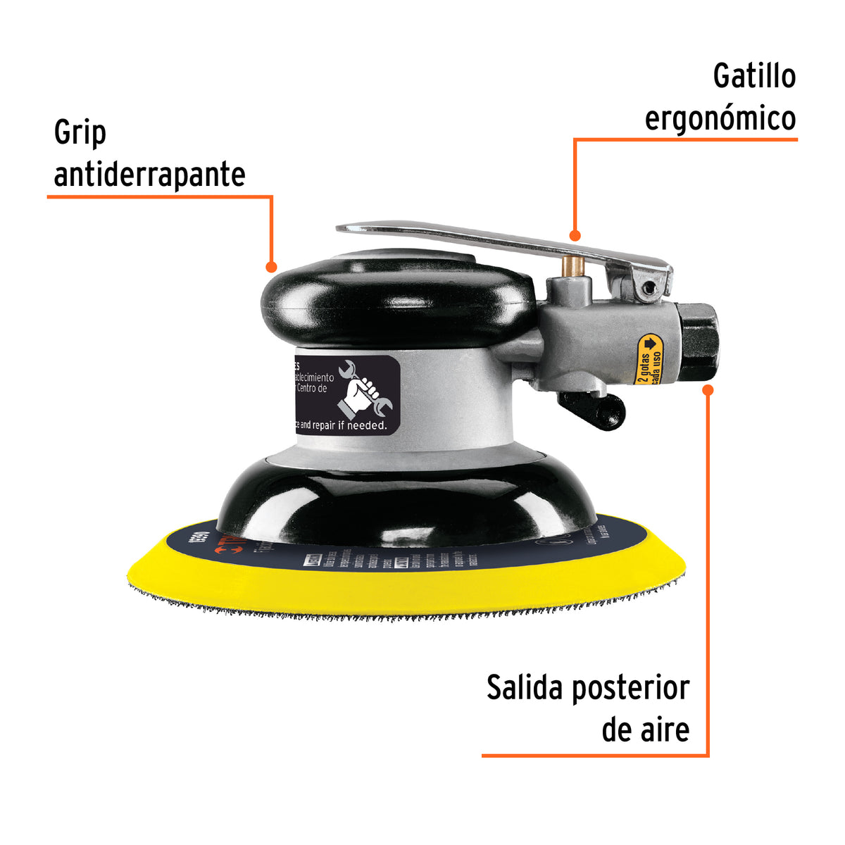 Lijadora orbital neumática industrial 6', TRUPER, Truper, SKU 101895 — vista 3