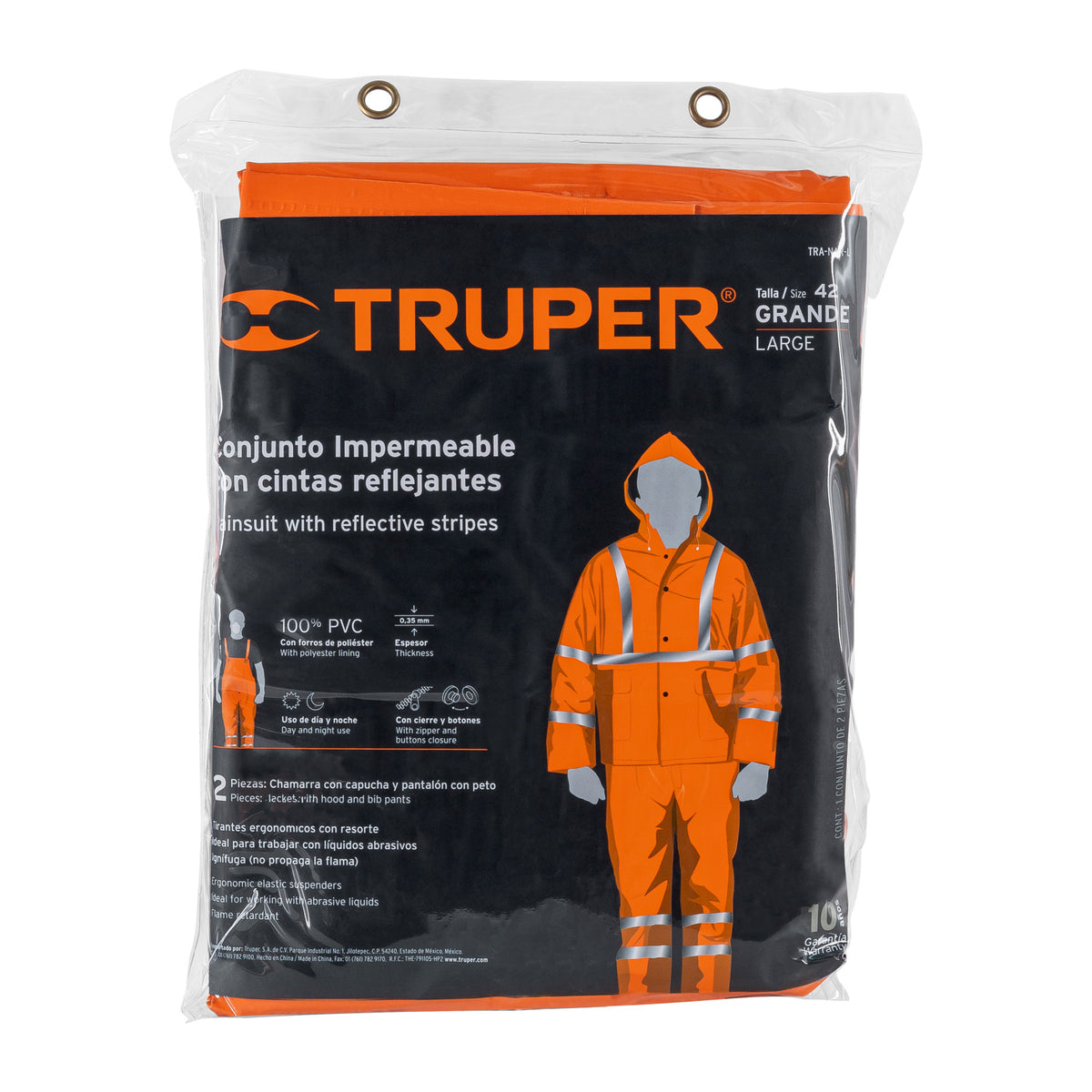 Conjunto impermeable doble capa naranja con reflejante G — foto oficial 2