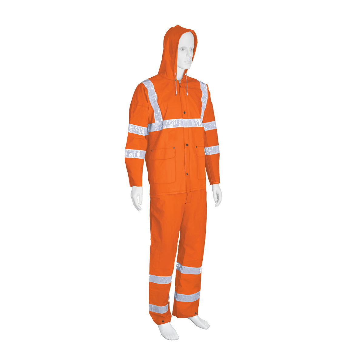 Conjunto impermeable doble capa naranja con reflejante CH — foto oficial 1