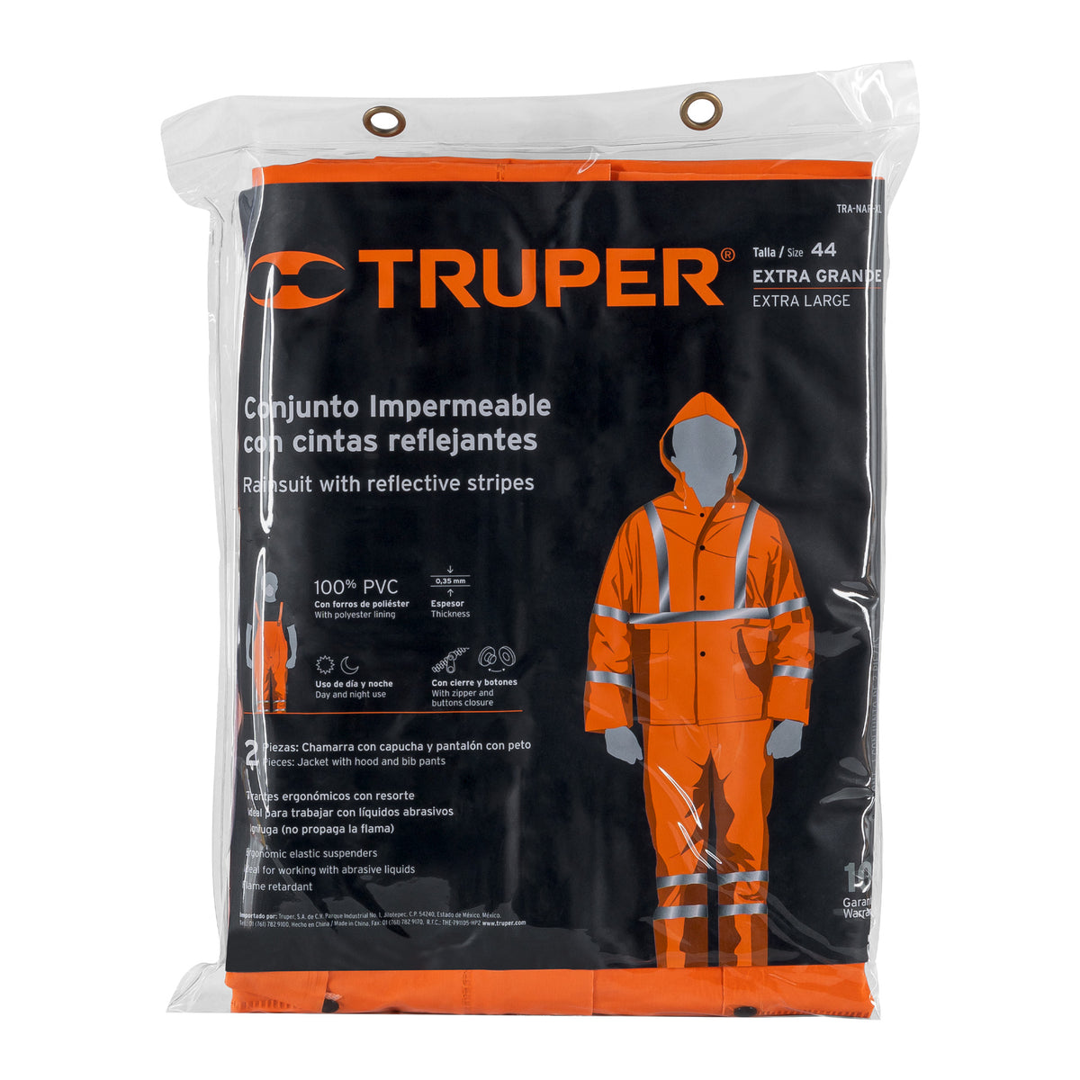 Conjunto impermeable doble capa naranja con reflejante XG — foto oficial 2
