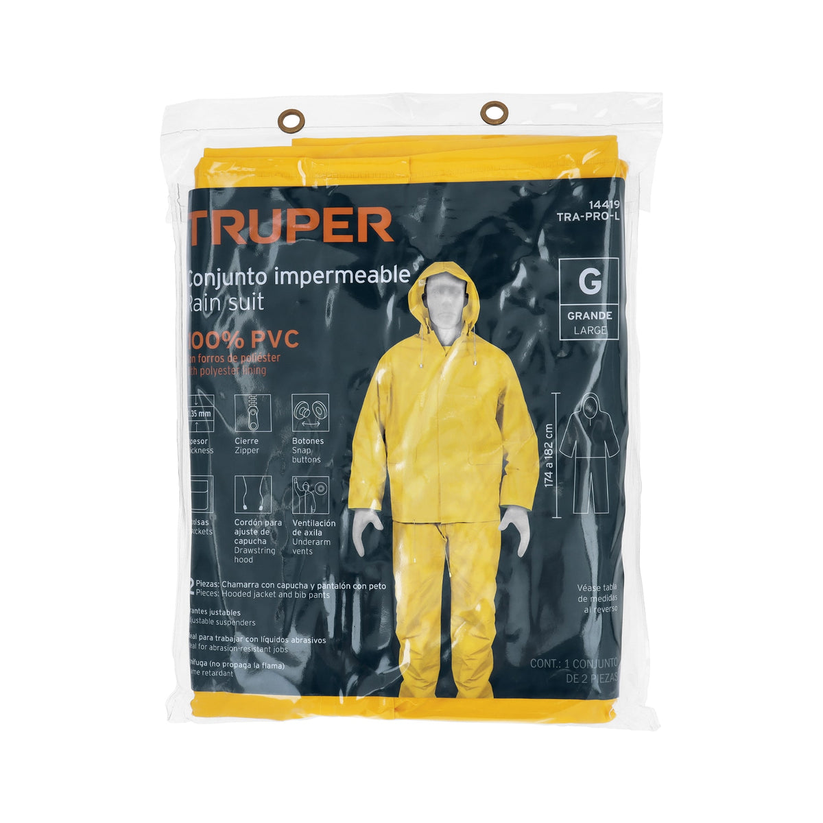Conjunto impermeable doble capa talla G TRUPER — foto oficial 2