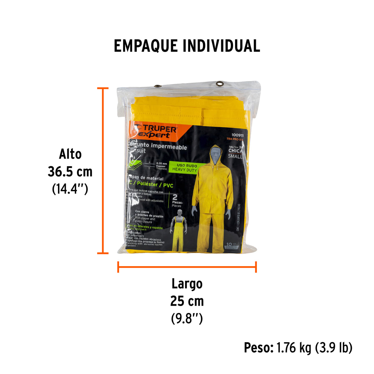 Conjunto impermeable triple capa, talla CH, TRUPER EXPERT, Expert, SKU 100911 — vista 5