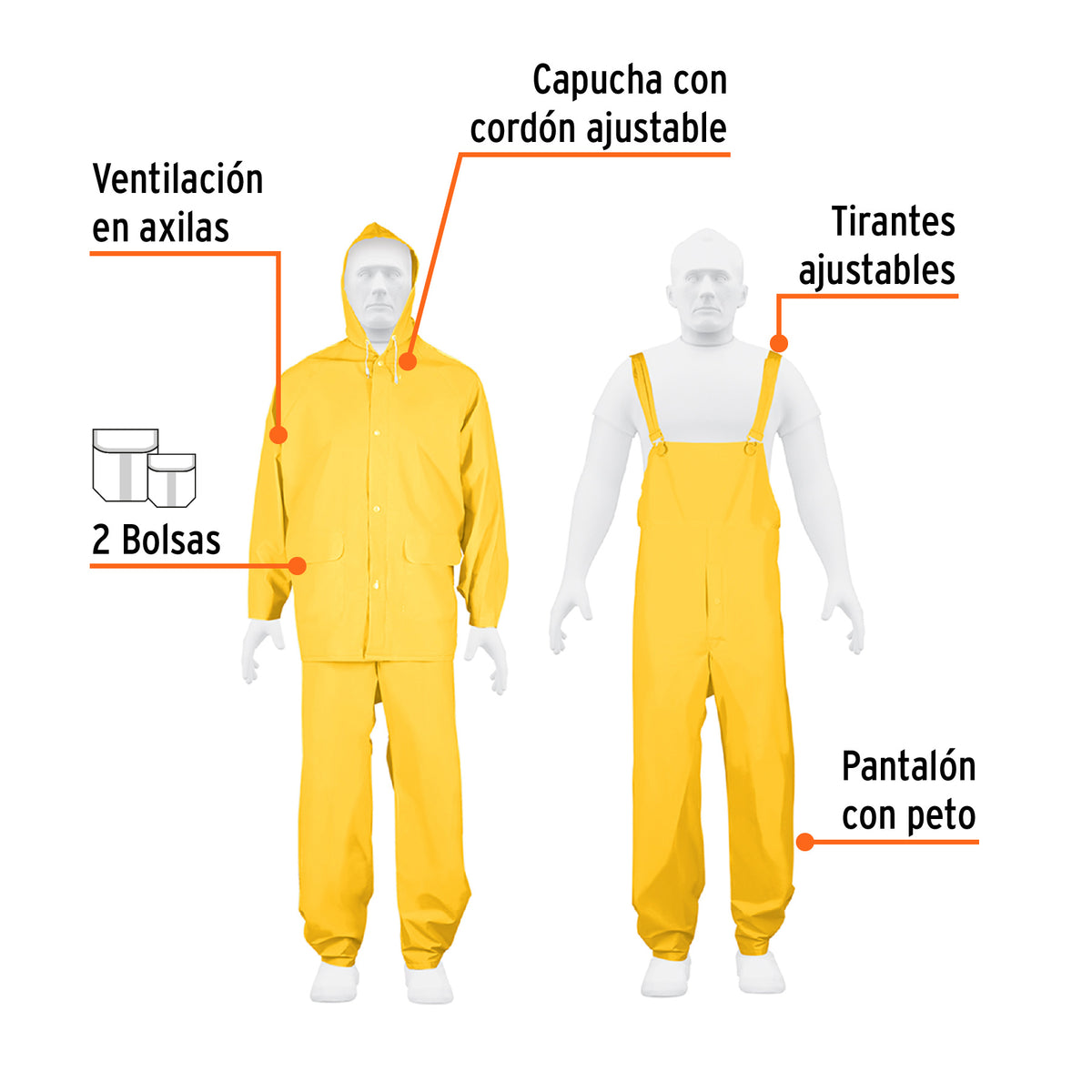 Conjunto impermeable triple capa, talla CH, TRUPER EXPERT, Expert, SKU 100911 — vista 3