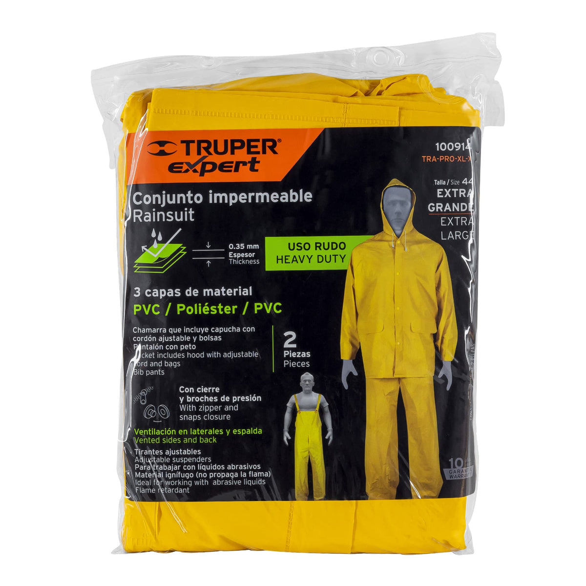 Conjunto impermeable triple capa, talla XG, TRUPER EXPERT, Expert, SKU 100914 — vista 2