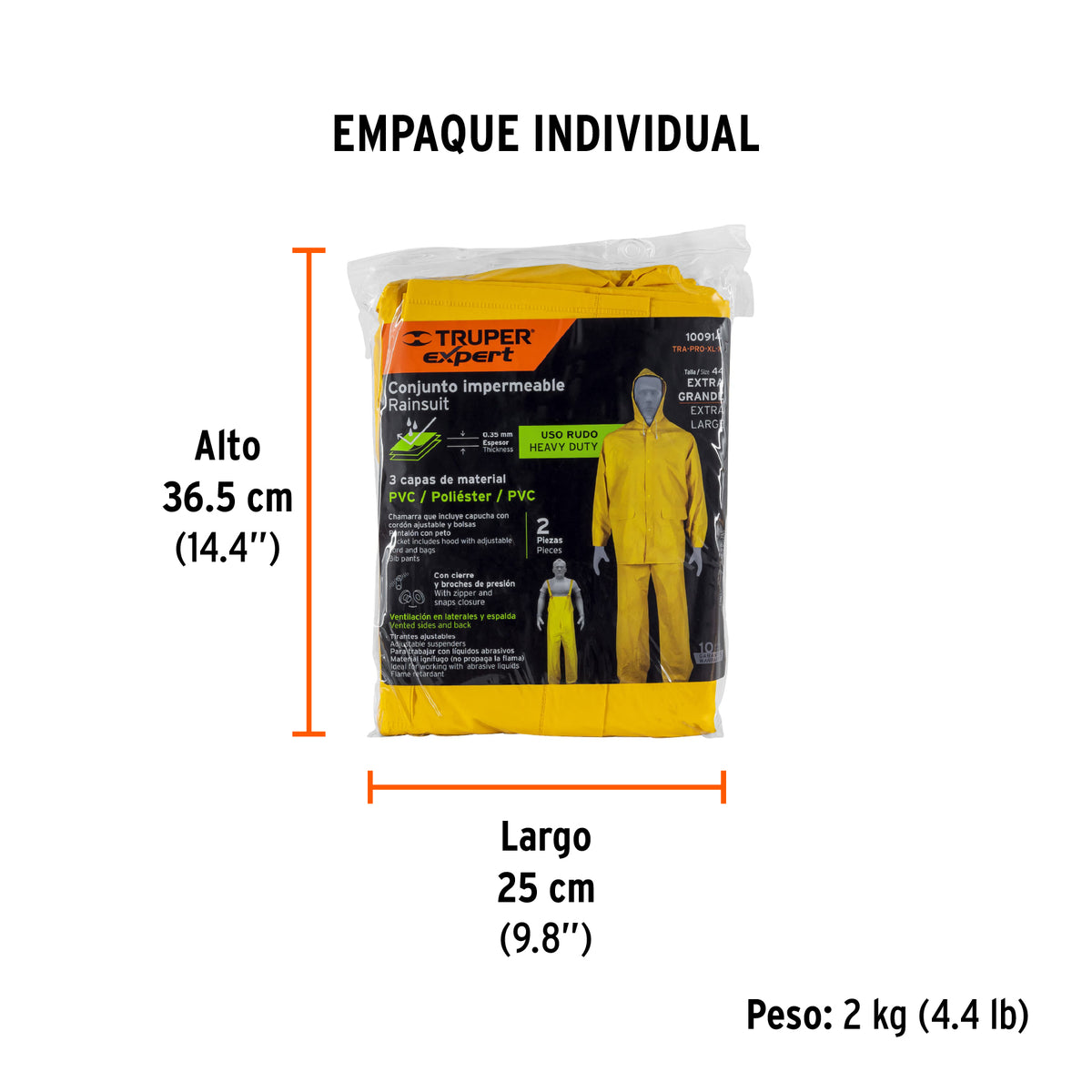 Conjunto impermeable triple capa, talla XG, TRUPER EXPERT, Expert, SKU 100914 — vista 5