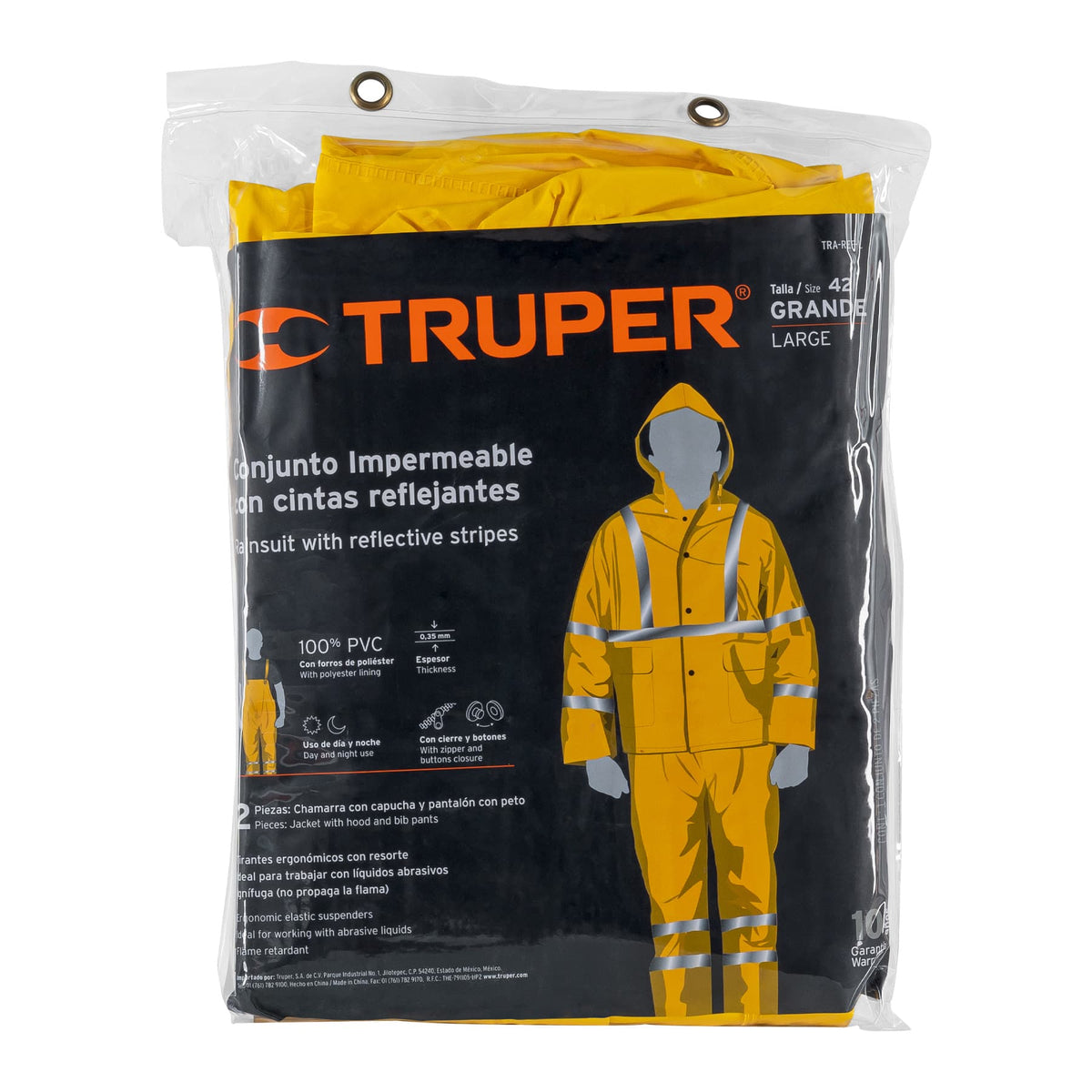 Conjunto impermeable doble capa amarillo con reflejante G — foto oficial 2
