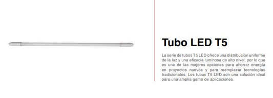 TUBO LED T5 OPALINO 8W 4000K ICON TUBT5OPA8W40K LUZ NEUTRA 57CMS CRISTAL OPALINO CONEXION DOS LADOS