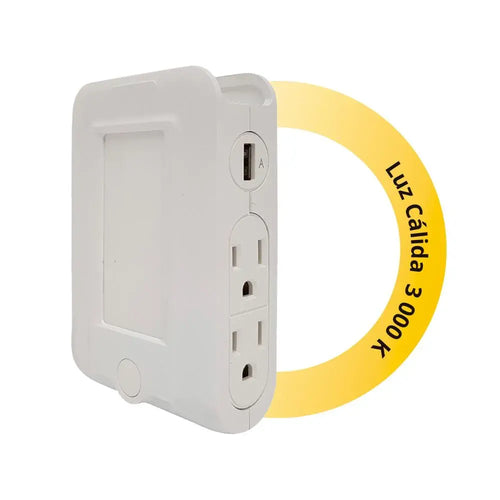 TOMA DE CORRIENTE LED CON LUZ DE NOCHE 1W 127V 4 CLA/2PUERTOS 51702 NO