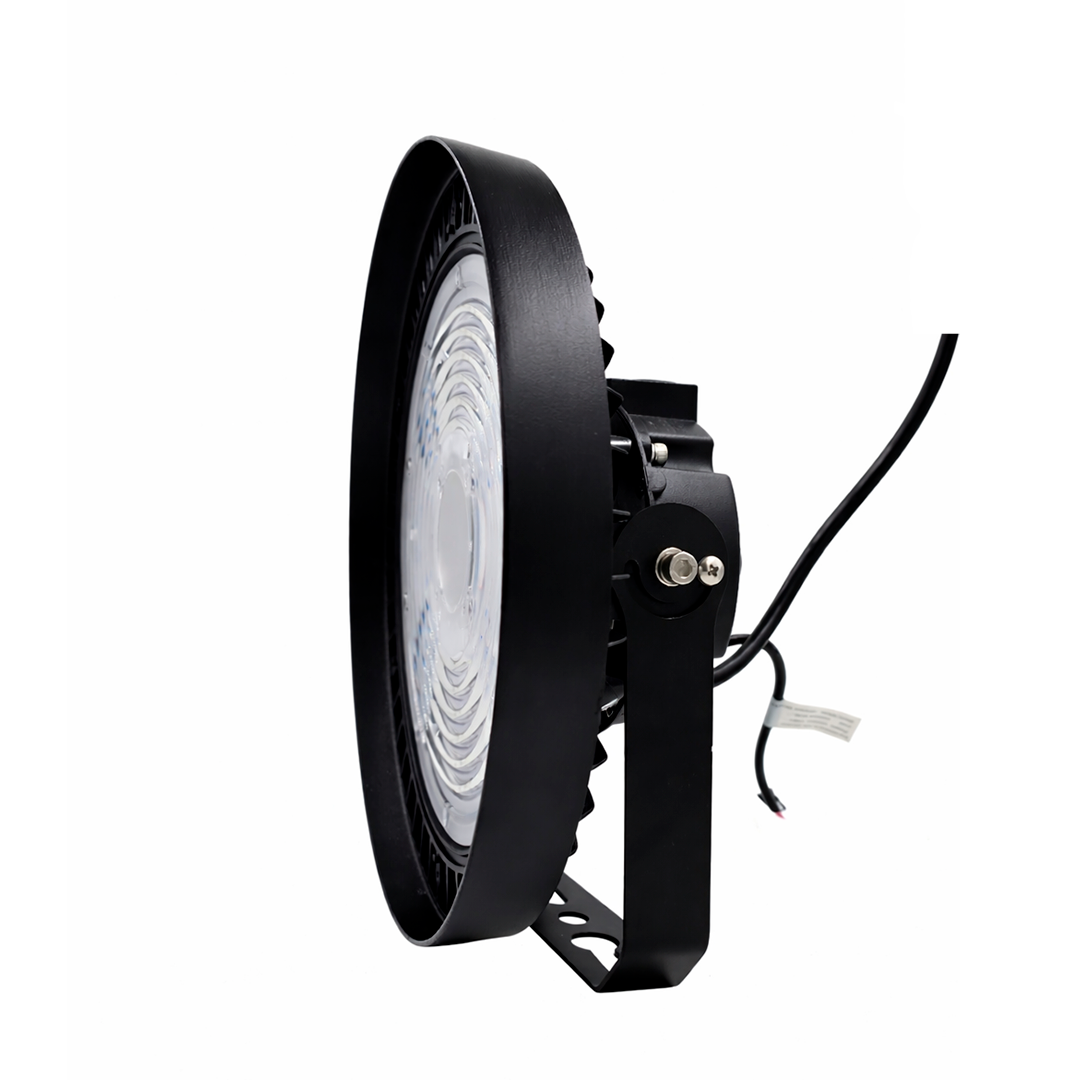 LÁMPARA INDUSTRIAL HIGHBAY LED UFO 200W 28,000LM POTENCIA AJUSTABLE 100W A 150W 65K LUZ FRÍA SUPRESOR DE PICOS DE 6KVA TISHMAN TLHB10152065