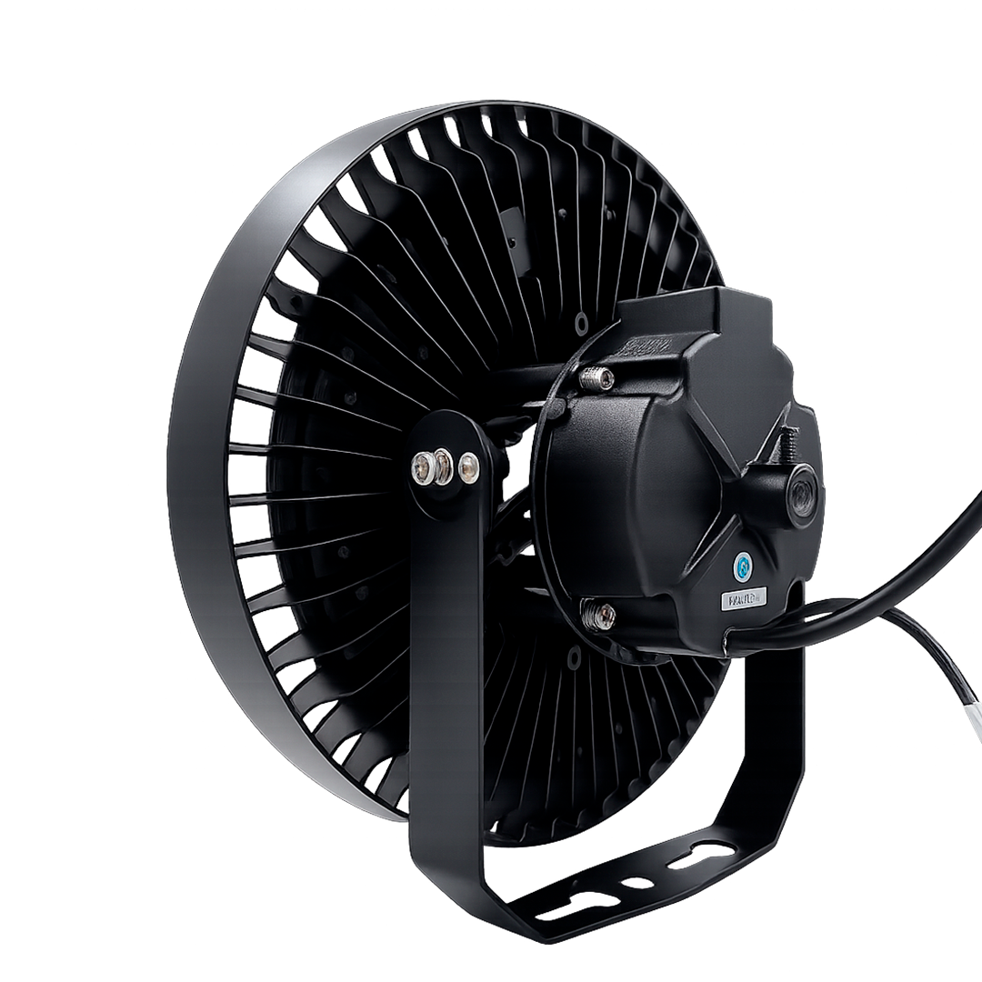 LÁMPARA INDUSTRIAL HIGHBAY LED UFO 200W 28,000LM POTENCIA AJUSTABLE 100W A 150W 65K LUZ FRÍA SUPRESOR DE PICOS DE 6KVA TISHMAN TLHB10152065