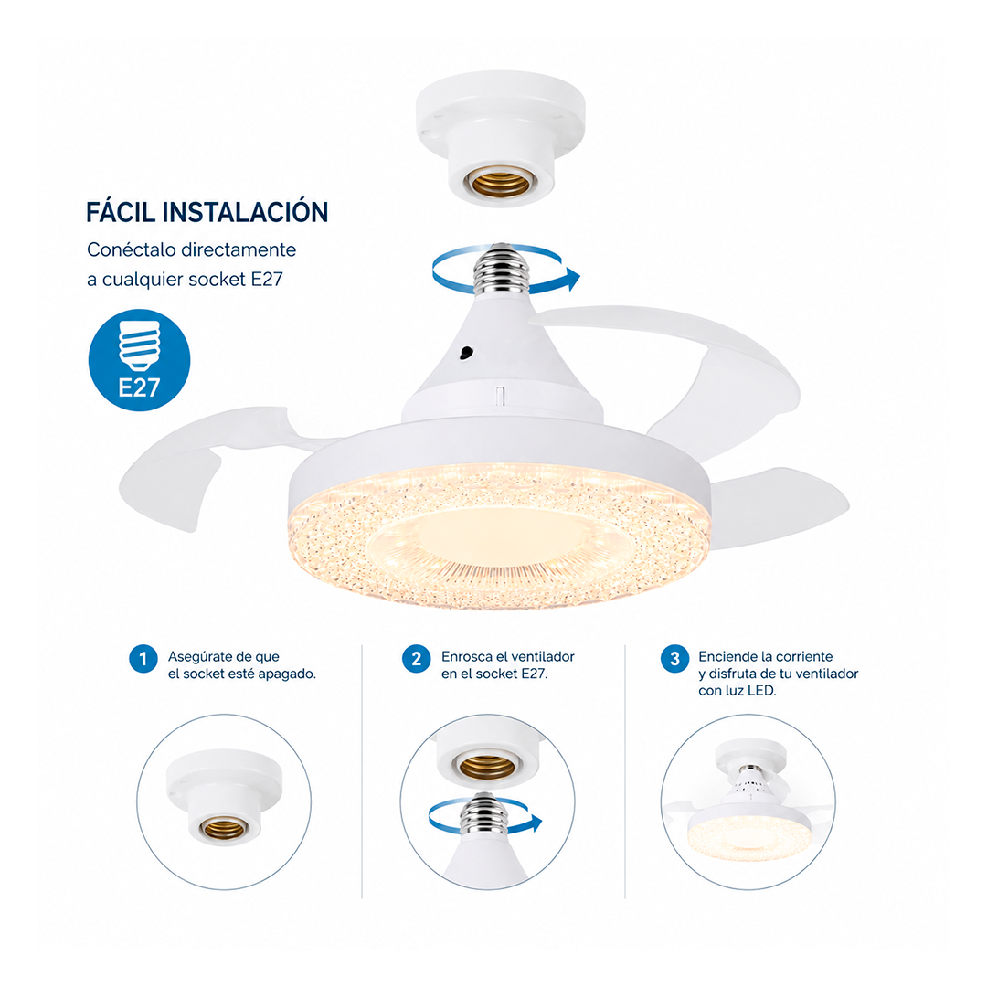 FOCO VENTILADOR RETRACTIL 32CM E27 35W CCT MULTI TEMPERATURA LUMICRAFT VENTI-09