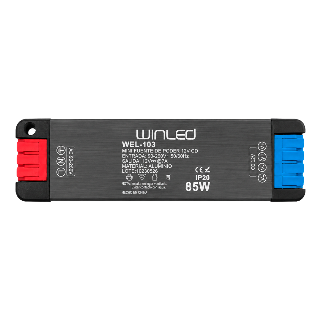 MINI FUENTE DE PODER 85W 12V 7AMPS IP20 WINLED WEL-103