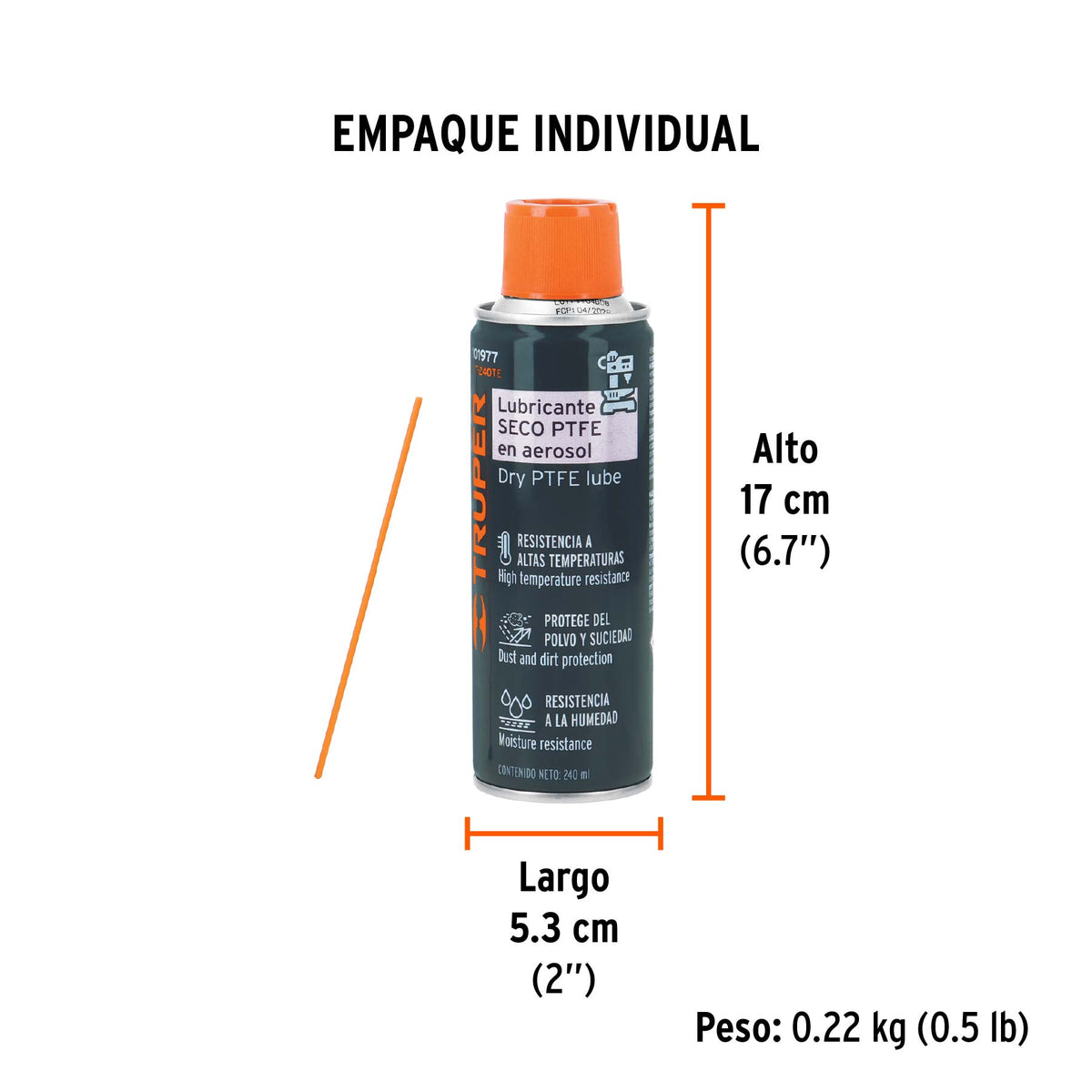 Lubricante seco PTFE en aerosol 240 ml, TRUPER, Truper, SKU 101977 — vista 5