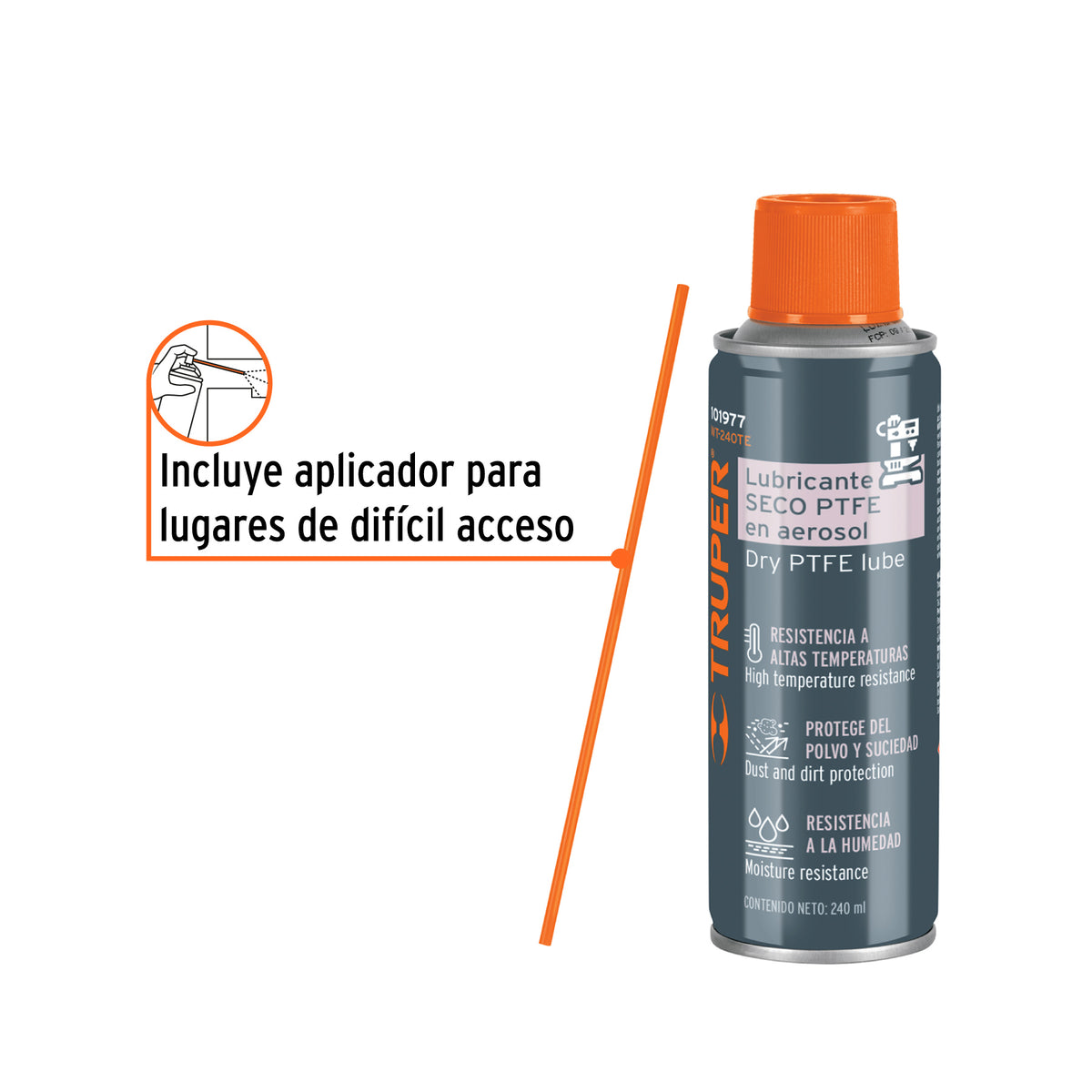 Lubricante seco PTFE en aerosol 240 ml, TRUPER, Truper, SKU 101977 — vista 3