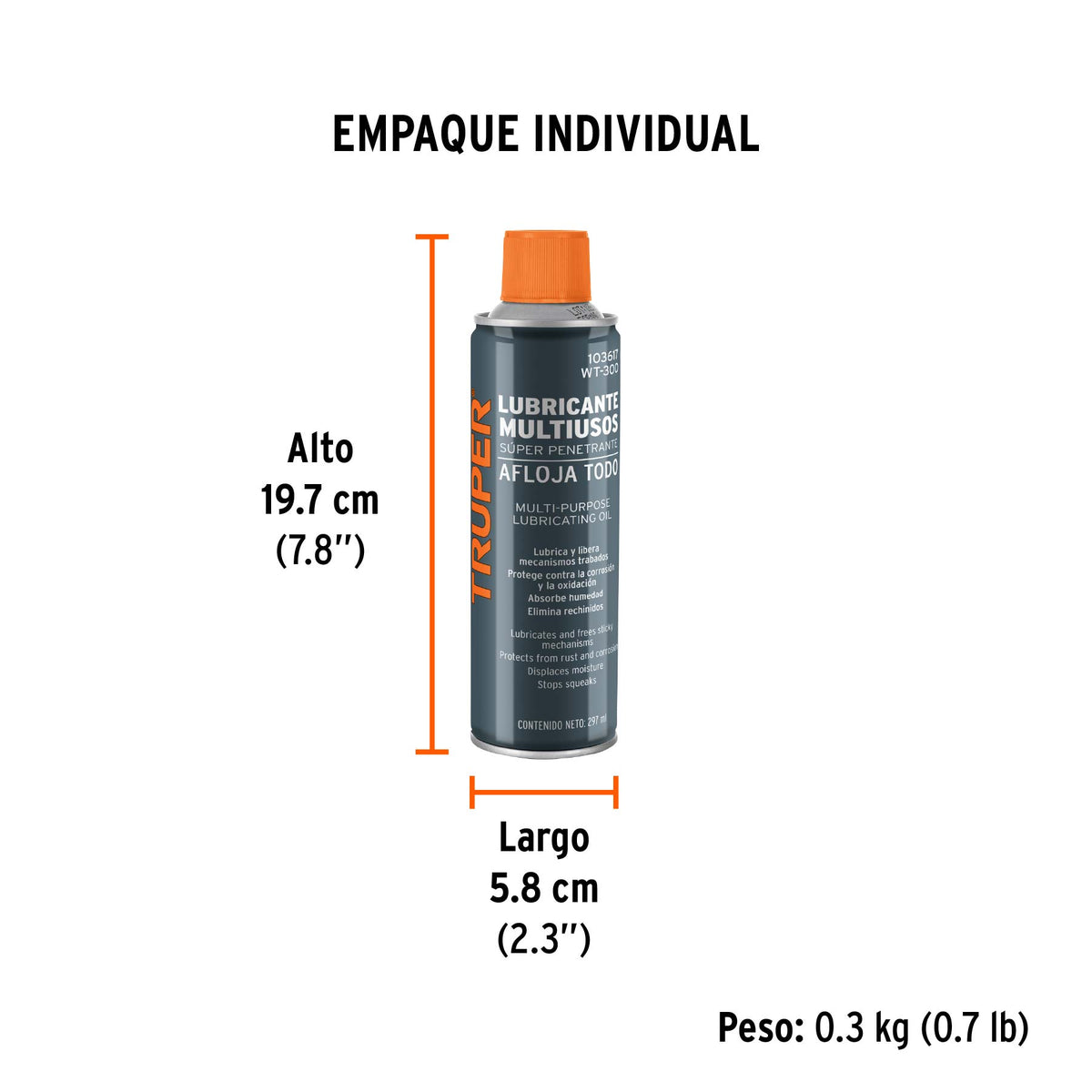 Aceite multiusos en aerosol, 297ml (10oz), TRUPER, Truper, SKU 103617 — vista 5