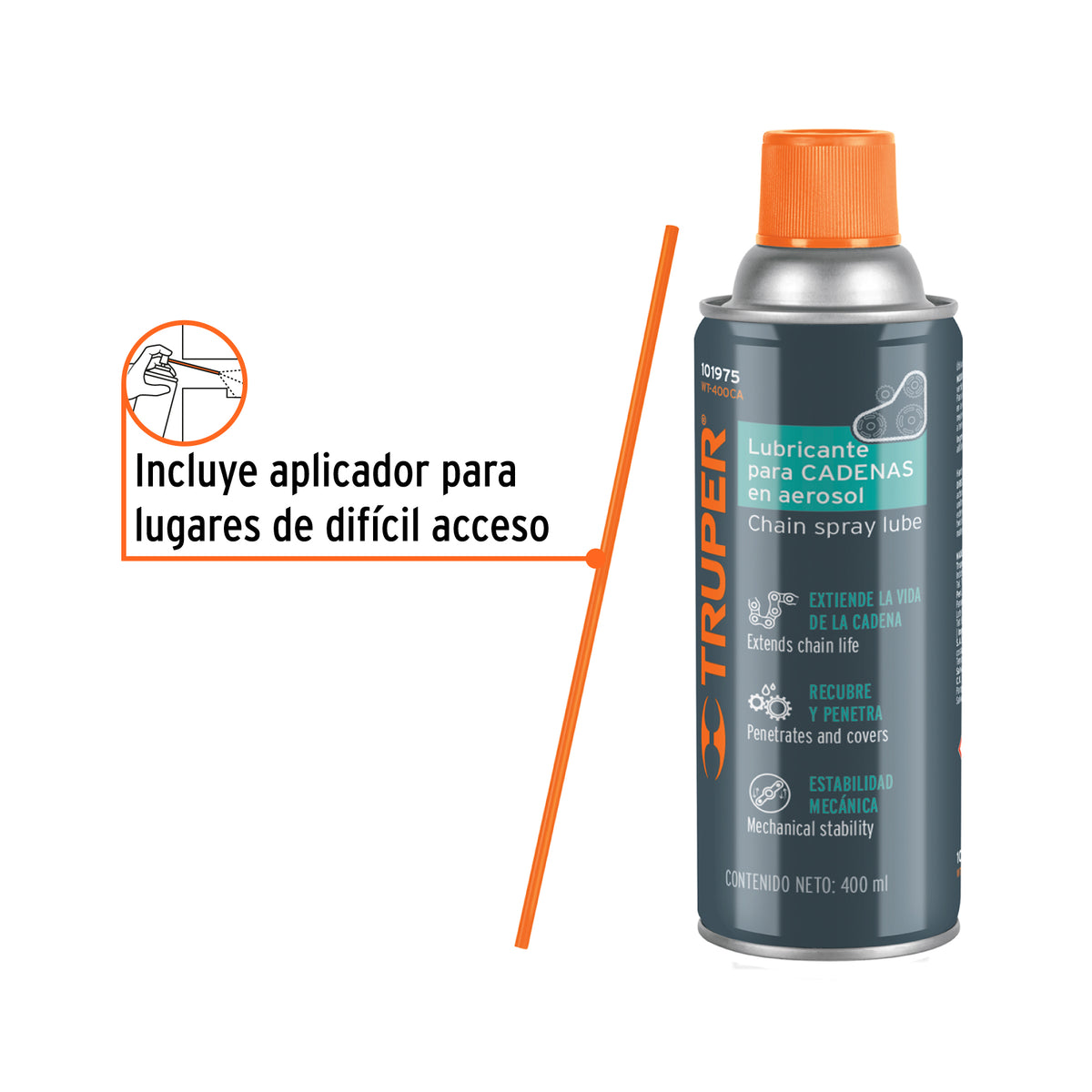 Lubricante de cadenas en aerosol 400 ml, TRUPER, Truper, SKU 101975 — vista 3