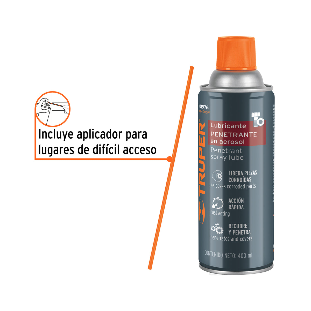 Lubricante penetrante en aerosol 400 ml, TRUPER, Truper, SKU 101976 — vista 3