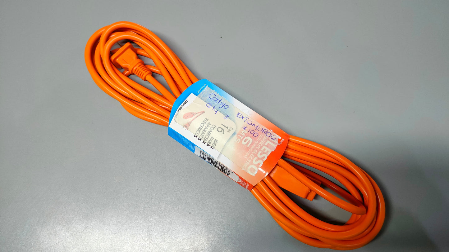 Extensión de 6 metros calibre 16 para uso rudo naranja