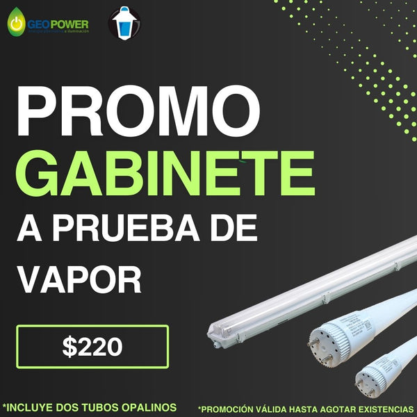 PROMO COMBO GEOPOWER (GAPV SLIM) GABINETE SIN PLATINA 1.20 MTS INCLUYE 2 TUBOS T8 18W OPALINO PROM-GE-SL/18W