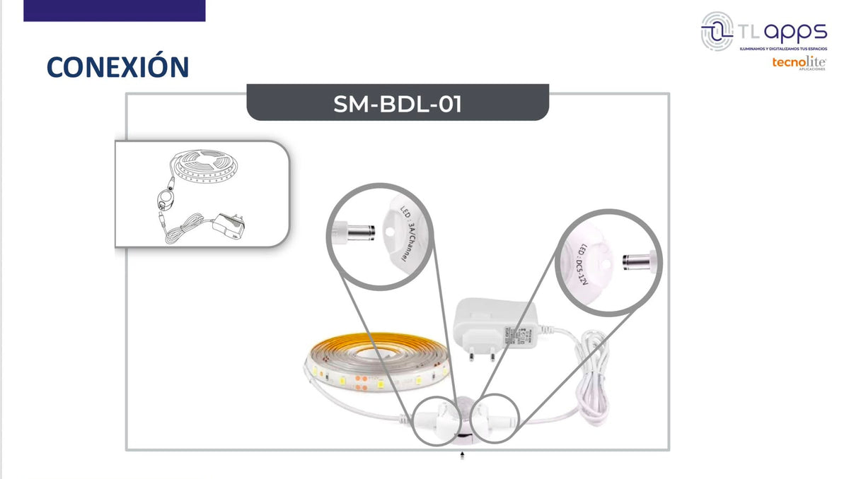 SENSOR DE MOVIMINETO CON TIRA LED PAR ESCALERAS O CLOSETS MARCA TL APPS.
