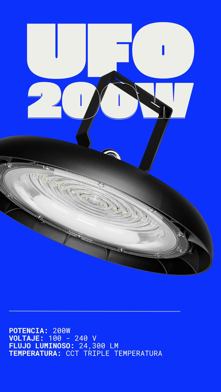 CAMPANA INDUSTRIAL UFO 200W 24,300LM 65K LUZ FRÍA TISHMAN TLHB20050